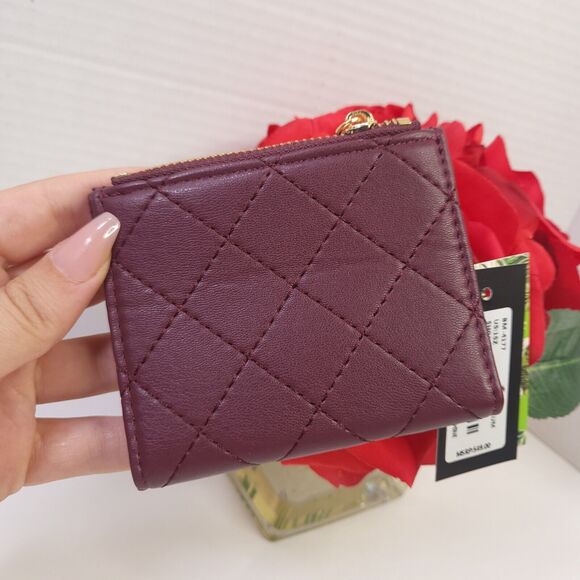 NWT Badgley Mischka Plum Red / Purple Short Bifold Card Wallet - Picture 6 of 9